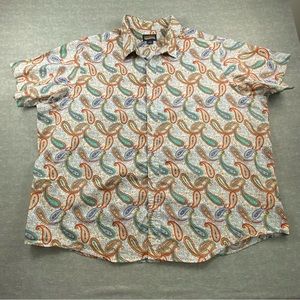 Cremieux Denim Mens Short Sleeve Multicolored Paisley Button Down Shirt Size 4XB